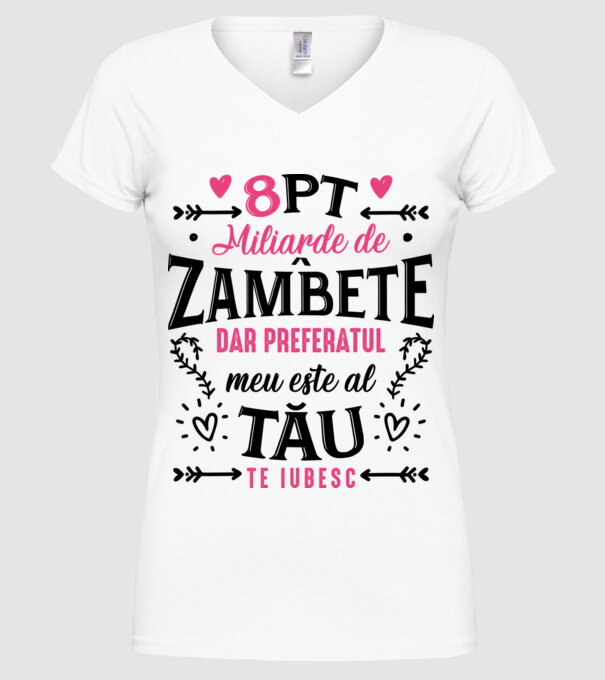 Opt miliarde de zâmbete model alb pe tricou