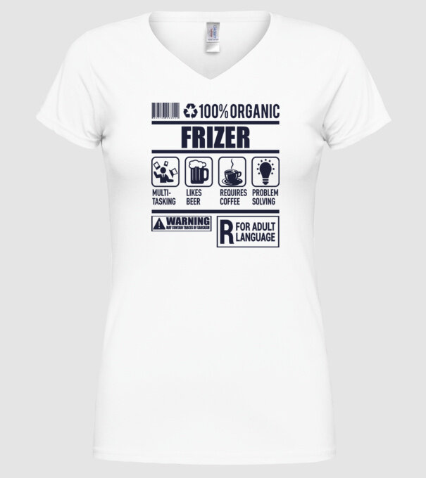 Organic_FRIZER model alb pe tricou