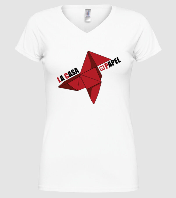 origami la casa de papel white model alb pe tricou