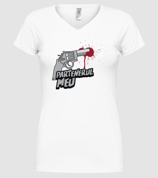 partenerul meu model alb pe tricou