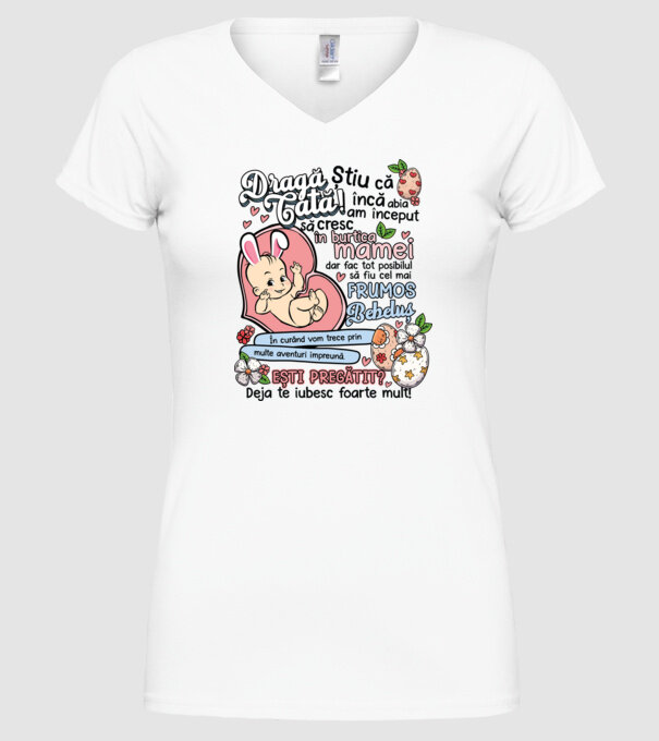 Paști Dragă tată model alb pe tricou