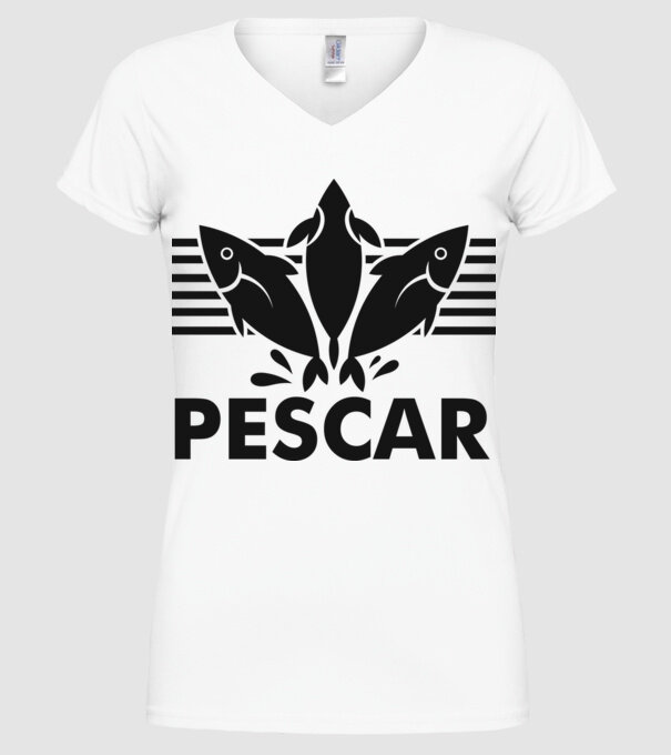 Pescar original model alb pe tricou