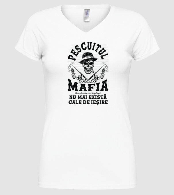 Pescuitul este ca mafia, odată ce te-ai implicat, nu mai există cale de ieșire model alb pe tricou