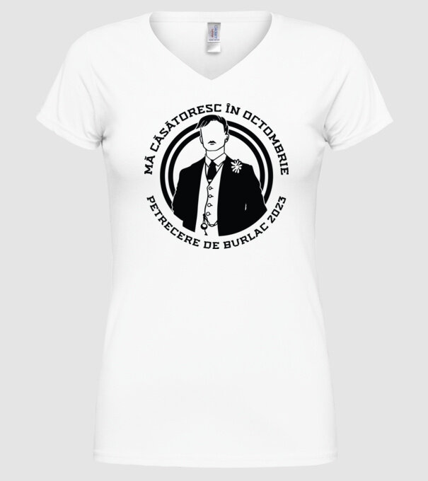 Petrecere de burlac octombrie model alb pe tricou