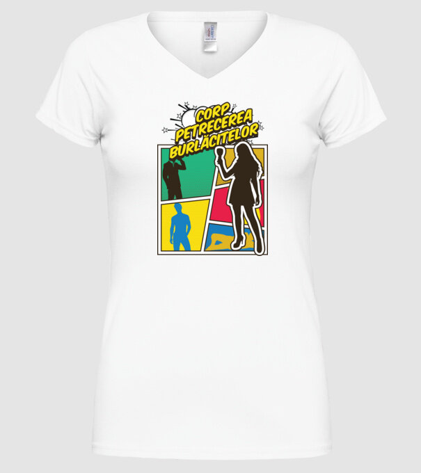 corp petrecerea burlăcitelor model alb pe tricou