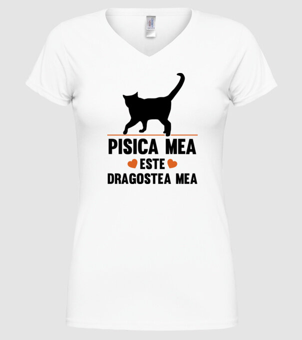 Pisica mea este dragostea mea model alb pe tricou