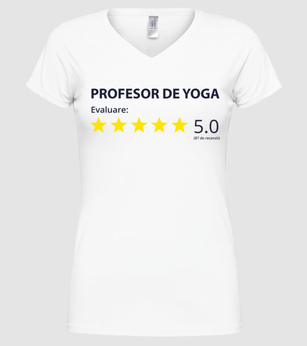 profesor de yoga evaluare model alb pe tricou