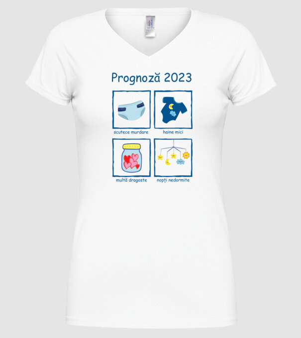 Prognoză 2023 model alb pe tricou