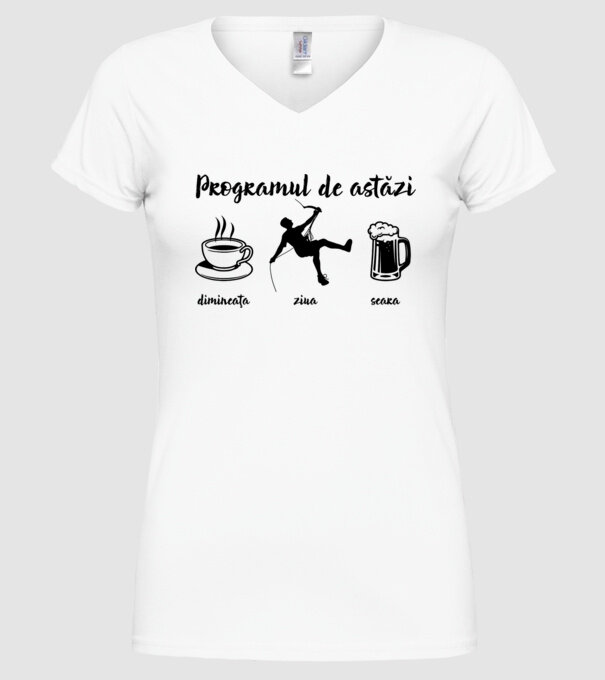 programul de astăzi: dimineața, ziua, seara model alb pe tricou