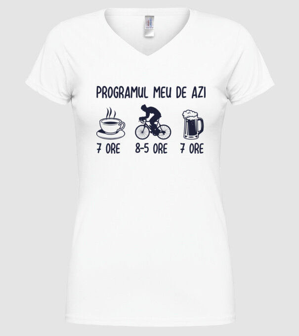 Programul meu de azi: 7 ore, 8-5 ore, 7 ore model alb pe tricou