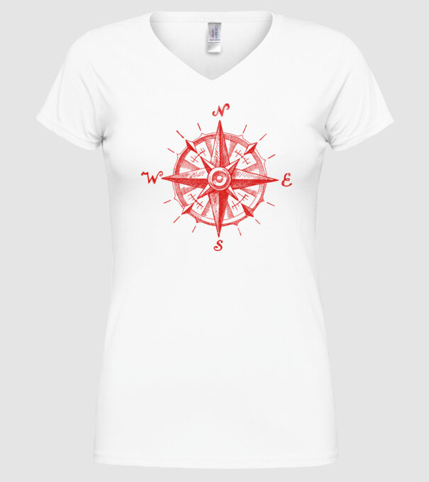 Puncte cardinale model alb pe tricou