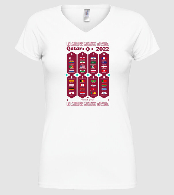 Qatar 2022 teams - groups white model alb pe tricou