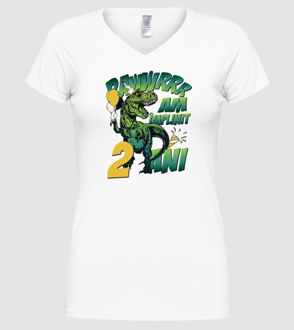 Rawr Am împlinit 2 ani model alb pe tricou