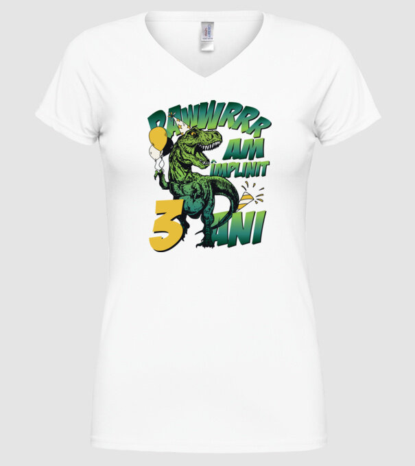 Rawr Am împlinit 3 ani model alb pe tricou