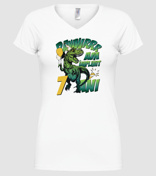 Rawr Am împlinit 7 ani model alb pe tricou