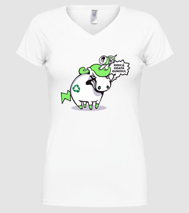 Ridică odată gunoiul model alb pe tricou