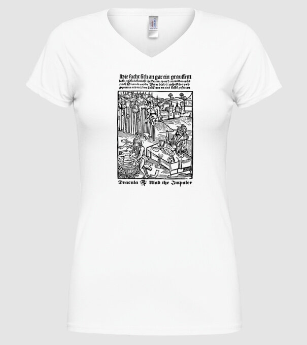 România dracula dark model alb pe tricou