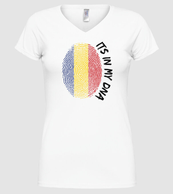 România fingerprint model alb pe tricou