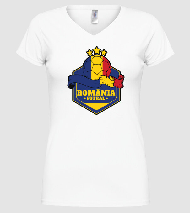 România Fotbal model alb pe tricou