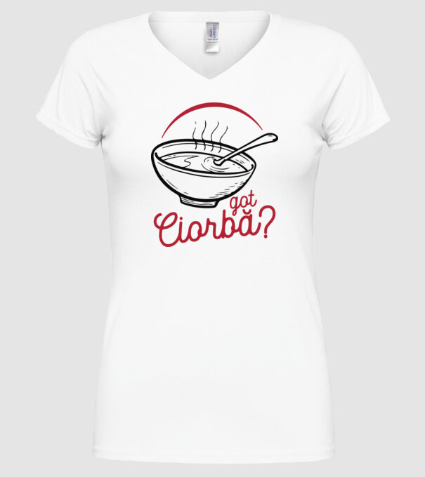 România Got ciorbă model alb pe tricou