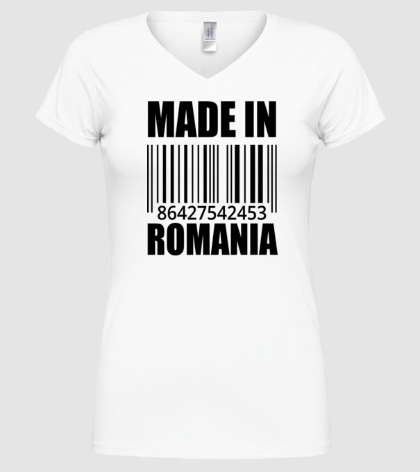 România made in model alb pe tricou