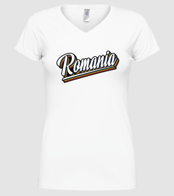 România retro model alb pe tricou
