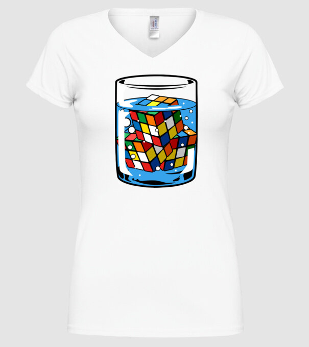 Rubik Ice model alb pe tricou