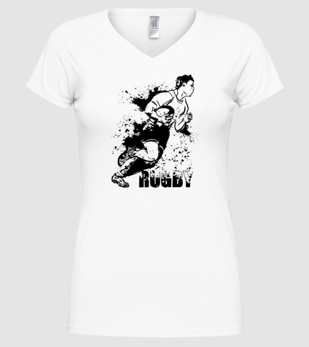 Rugby model alb pe tricou
