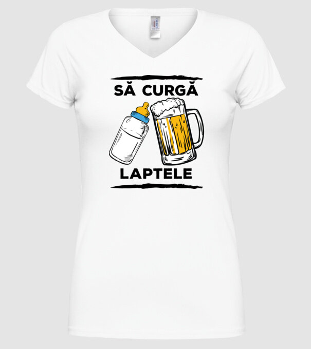 să curgă laptele! model alb pe tricou