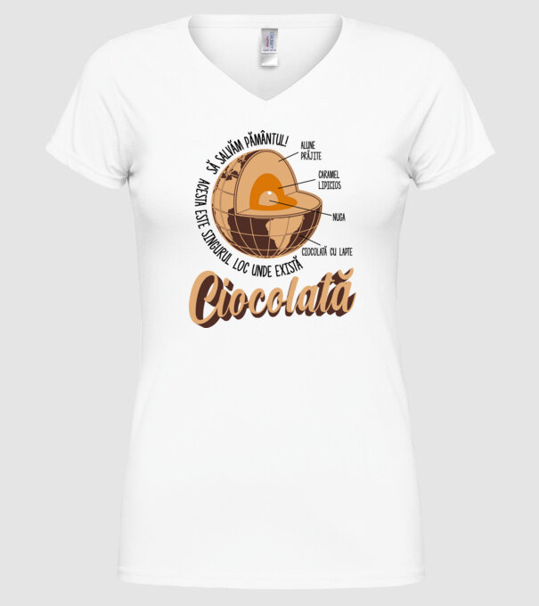 să salvăm Pământul! acesta este singurul loc unde există ciocolată - alune prăjite, caramel lipicios, nuga, ciocolată cu lapte model alb pe tricou
