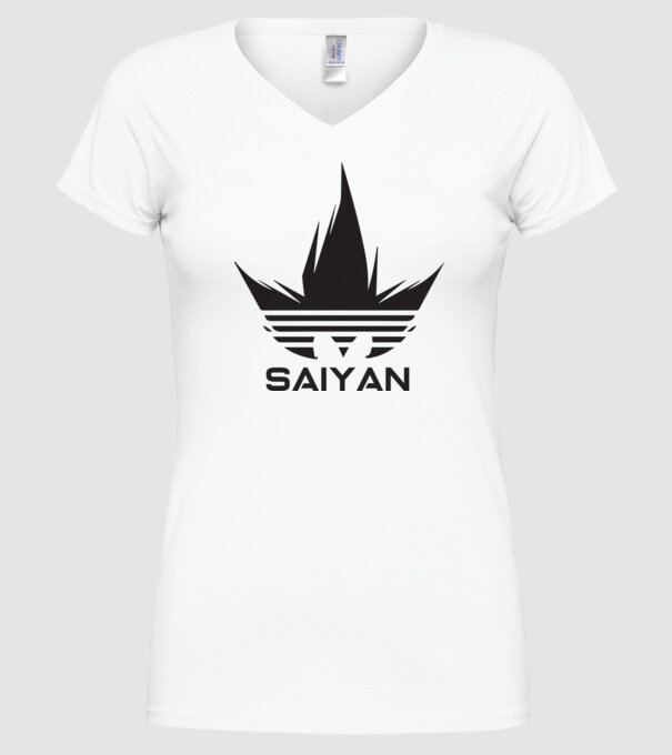 saiyan logo model alb pe tricou