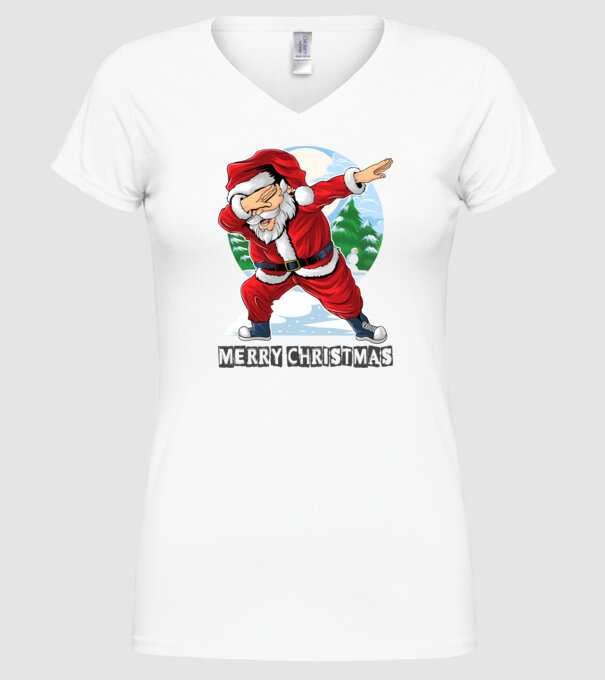 Santa merry christmas model alb pe tricou