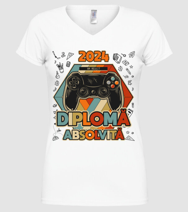 școala generală diplomă model alb pe tricou