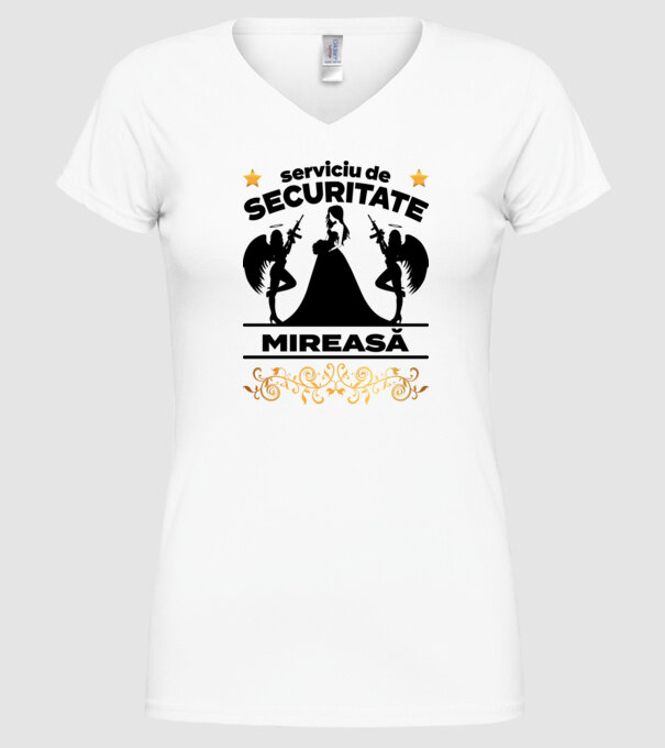 serviciu de securitate mireasă model alb pe tricou