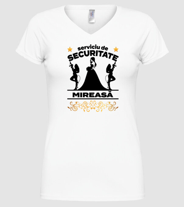 serviciu de securitate mireasă model alb pe tricou