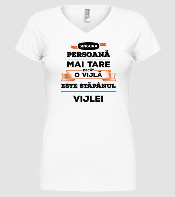 singura persoană mai tare decât o vijlă este stăpânul vijlei model alb pe tricou