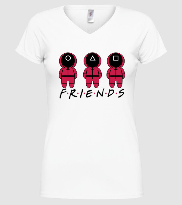 squid game friends model alb pe tricou