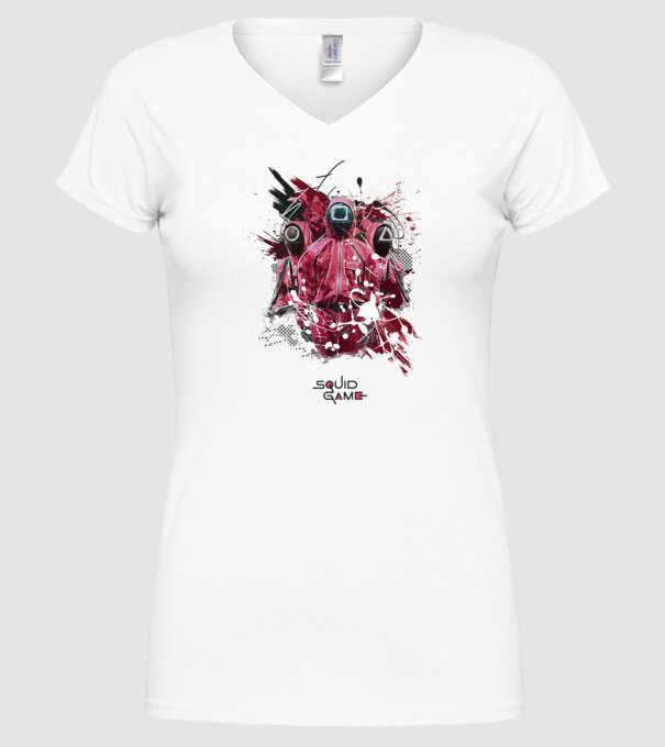 squid game poster model alb pe tricou