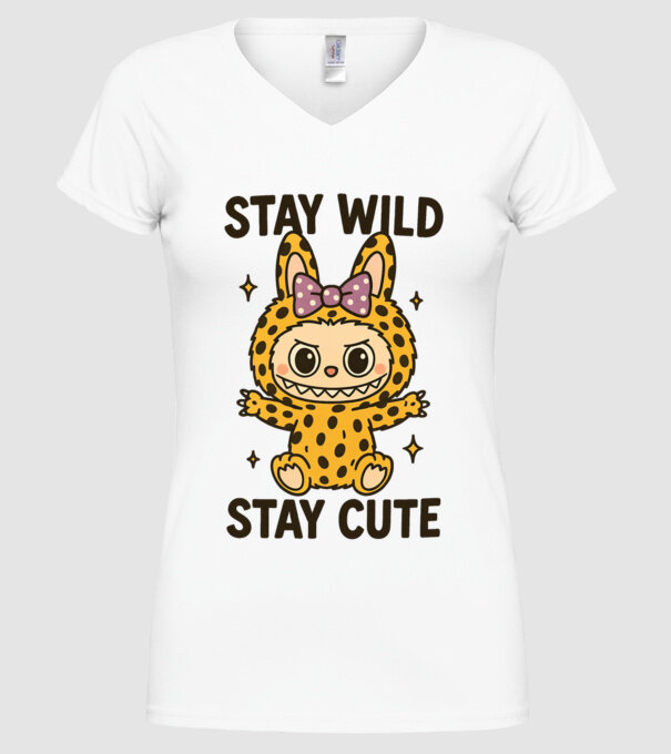 Stay wild - Labubu model alb pe tricou