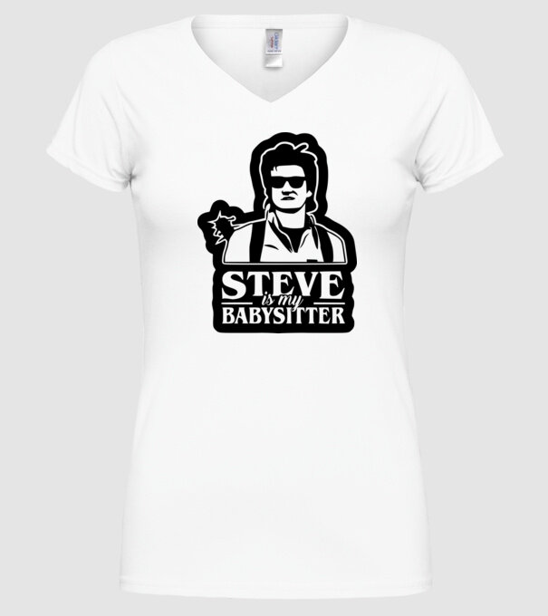 steve is my babysitter model alb pe tricou