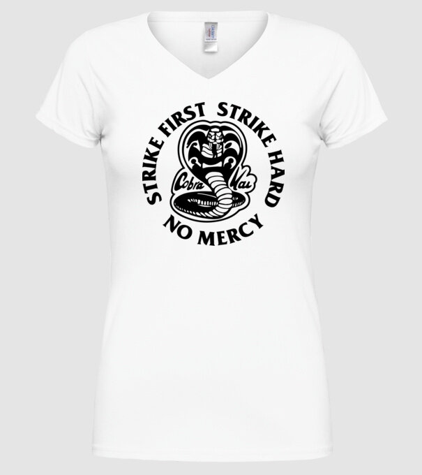 Strike first strike hard no mercy model alb pe tricou