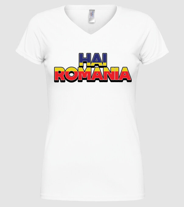 Subtitlu Hai Romania model alb pe tricou