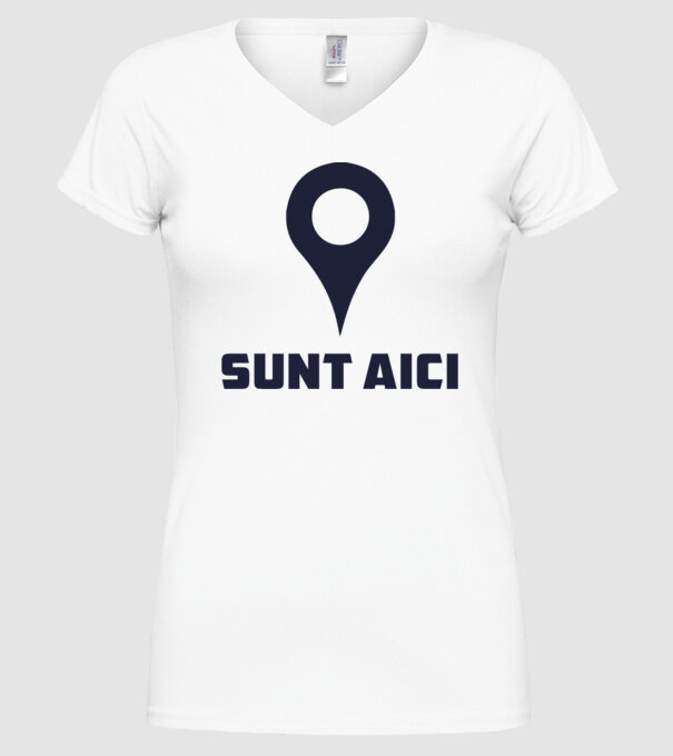 Sunt Aici model alb pe tricou