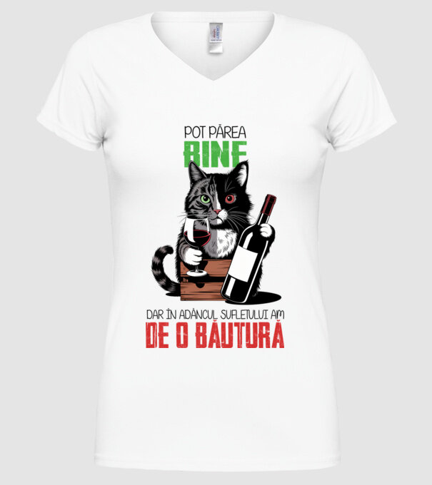 sunt bun pentru o băutură Alb model alb pe tricou