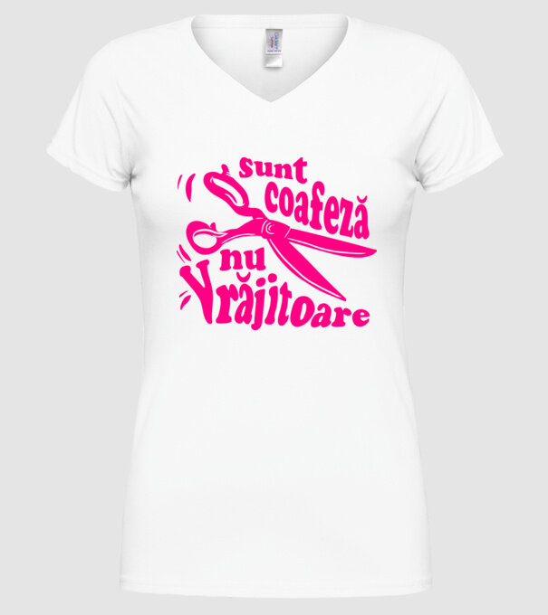 sunt coafeză, nu vrăjitoare model alb pe tricou