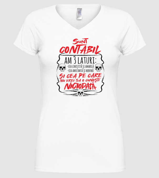 sunt contabil am 3 laturi model alb pe tricou