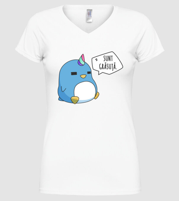 sunt grăsuță model alb pe tricou