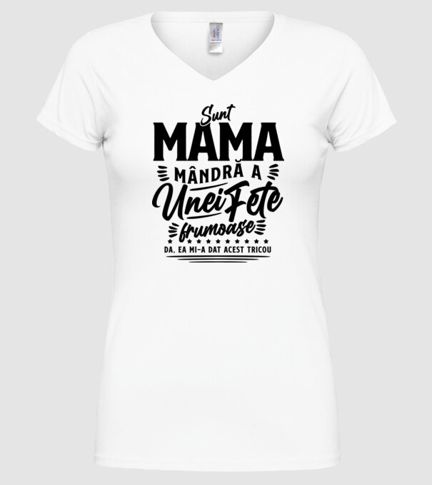 Sunt mama mândră a unei fete frumoase - da, ea mi-a dat acest tricou model alb pe tricou