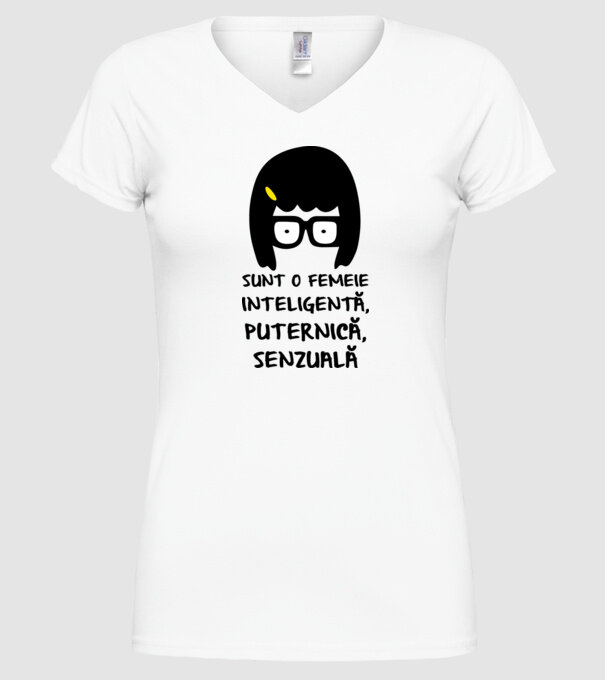 sunt o femeie inteligentă, puternică, senzuală model alb pe tricou