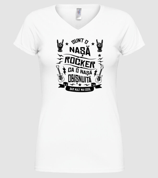 Sunt o nașă rocker, ca o nașă obișnuită, dar mult mai cool model alb pe tricou